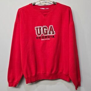 VTG UGA Georgia Bulldogs Crewneck Sweatshirt XXL Spell Out Fleece College Sports